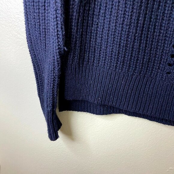J.Crew Wool Blend Crewneck Sweater Sz XXS Navy Pointelle‎ Cable knit Style E6733 - Picture 10 of 11